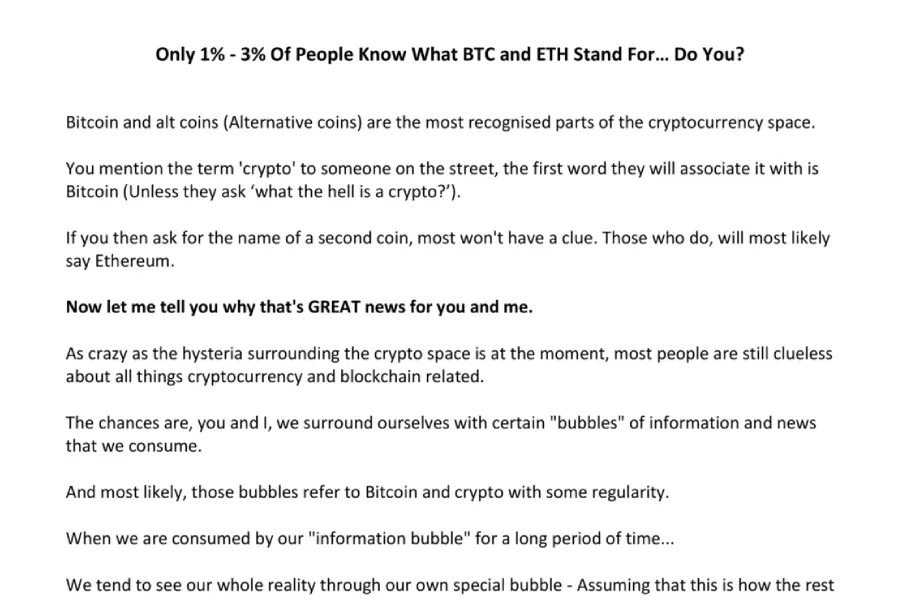 Client Wanted An 8-Email Sequence To Both Educate His New Leads On Different Crypto-Based Subjects While Selling Them Into His Investment Service…