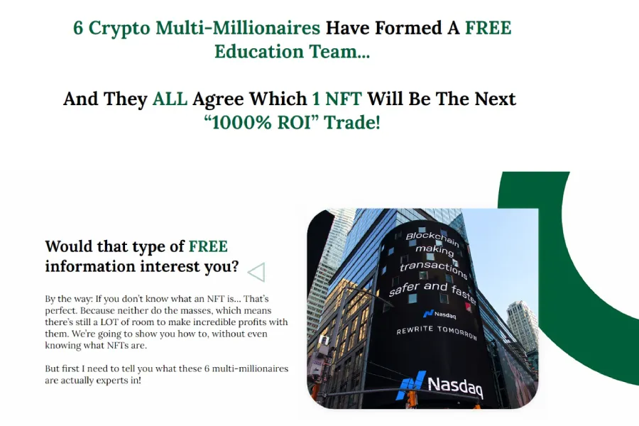Crypto Opt-In Lead Gen Page Sample